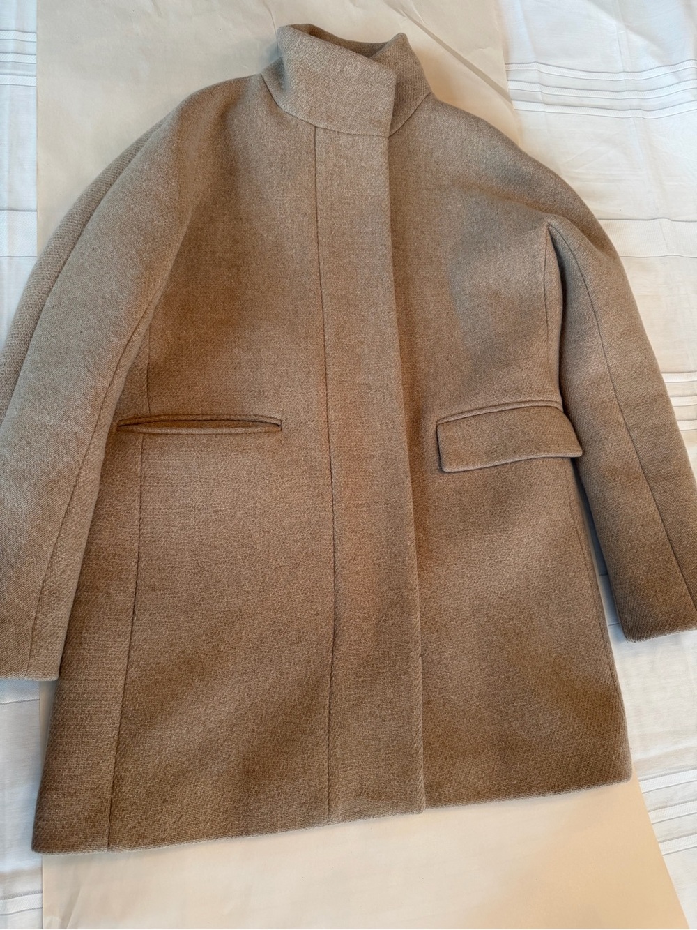 J.Crew Cocoon Coat • Stadium Cloth by Nello Gori Italian Wool • Camel • Size 4